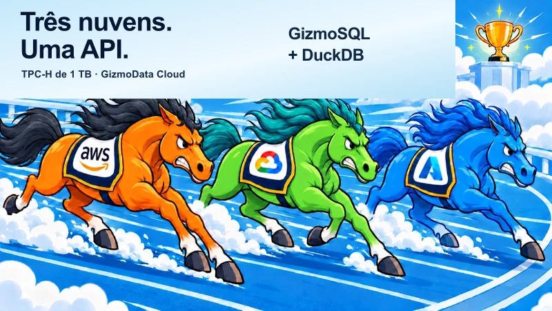 Três nuvens, uma API: uma corrida TPC-H de 1 TB no GizmoData Cloud (AWS vs. Google Cloud vs. Azure)
